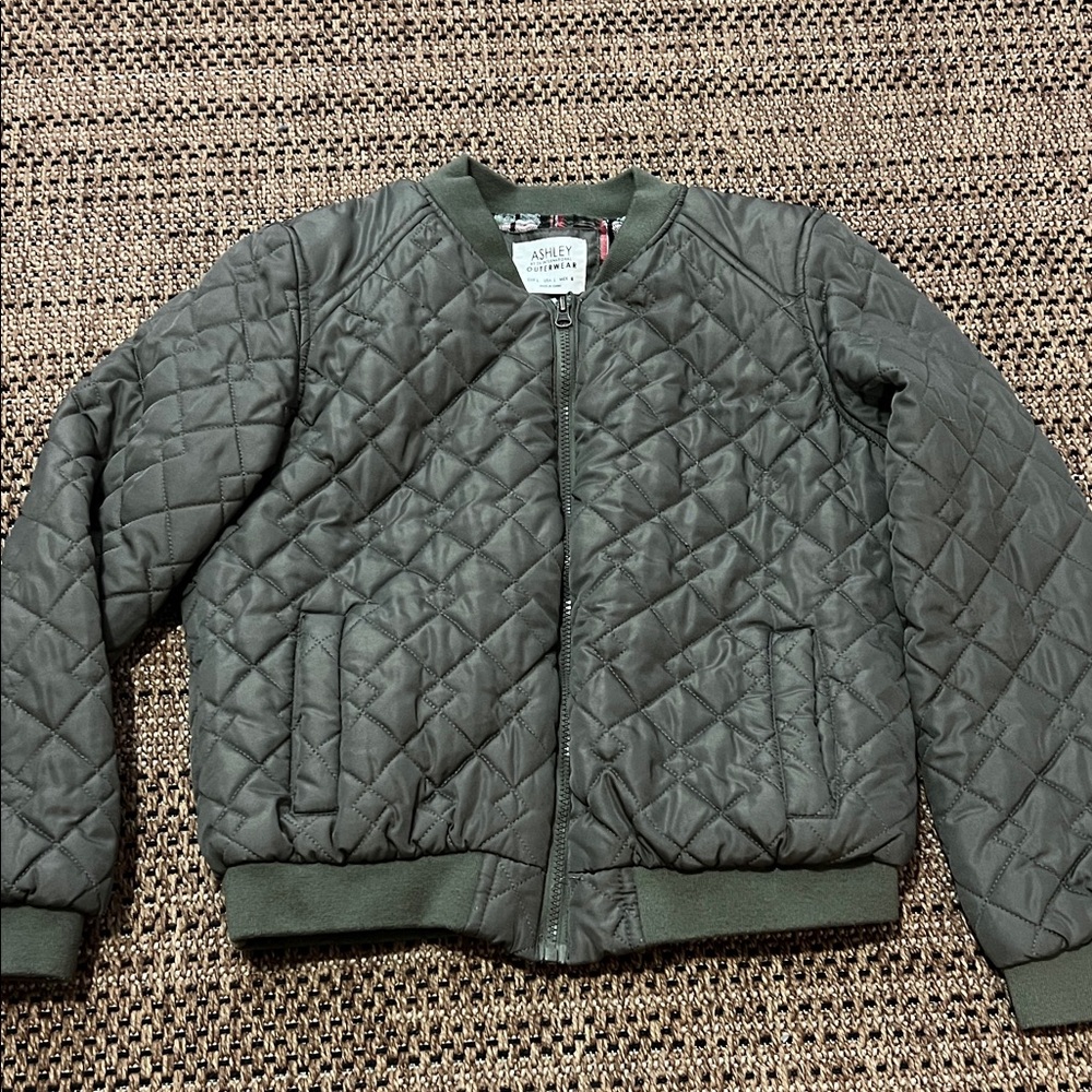 Ashley By 26 International Olive Quilted Bomber Jacket - Picture 3 of 6